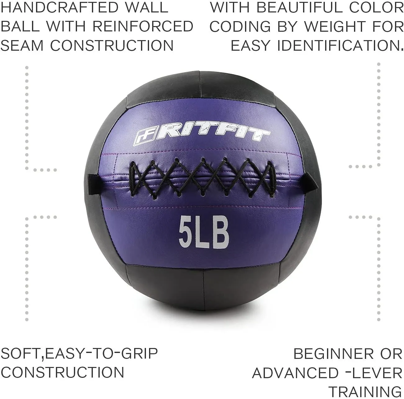 RitFit Medicine Ball / weight ball / Soft Medicine Ball / Wall Medicine Ball / Soft Wall Ball / Wall Ball set/ Medicine Balls for Exercise and Conditioning Workouts, Fitness Gym Equipment for Core Training and Cross Training (5/10/15/20/25/30 lbs)