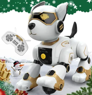 Robot Dog Toy for Kids, Programmable Remote Control Robot Puppy with Voice & Touch Sensors, Dancing & Singing, Animal Sound Imitation, Smart Stunt Robot Pet, Interactive Robotic Dog for Kids (Golden)