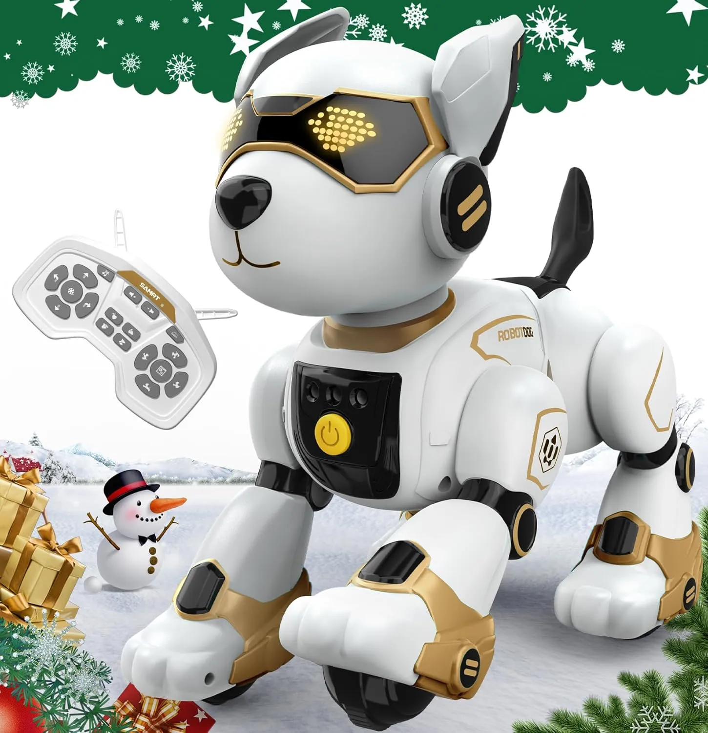 Robot Dog Toy for Kids, Programmable Remote Control Robot Puppy with Voice & Touch Sensors, Dancing & Singing, Animal Sound Imitation, Smart Stunt Robot Pet, Interactive Robotic Dog for Kids (Golden)
