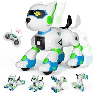 Robot Dog Toys for Kids Remote Control Interactive Robotic Pet Smart Programmable Puppy Electric Intelligent Robo Perro with Voice Control RC Music Imitation Animals Toy Girls Boys Gift (Green)