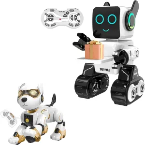 Robots for Kids, Remote Control Robot Toy Intelligent Interactive Robot LED Light, Robot Dog Toys for Kids, Remote Control Dog Robot, Voice & Touch Control