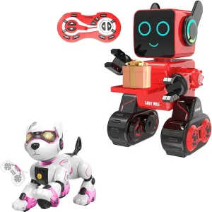 Robots for Kids, Remote Control Robot Toy Intelligent Interactive Robot LED Light, Robot Dog Toys for Kids, Remote Control Dog Robot, Voice & Touch Control