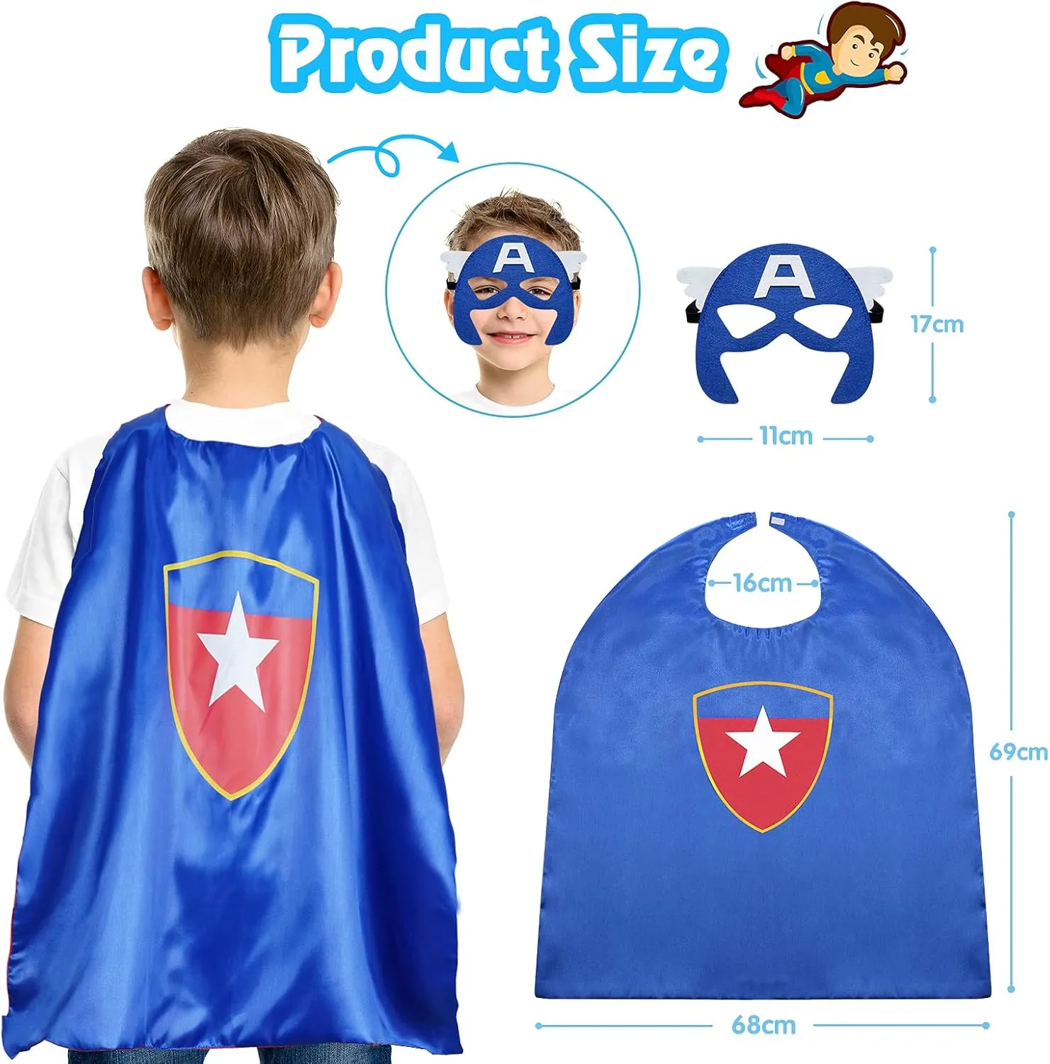 Roko Toys for 3-10 Year Old Boys Girls, Superhero Capes for Kids Cartoon Dress up Costumes Party Supplies Christmas Gifts