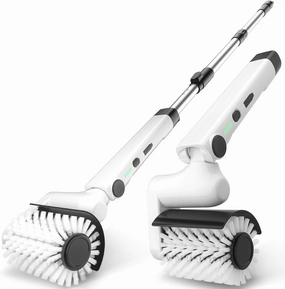 Roller-Type Electric ​Cleaning Brush - 2025 New Cordless ​Shower Scrubber with 200min Runtimes, 2-Speeds & 56" Extendable Handle, 4 Brush Heads, ​Shower Cleaner Brush, for Bathtub/Tile/Floor