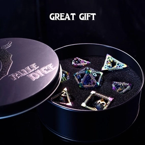 RULE DICE 7pcs Captive Magic Dragon Metal D& D Dice Set, Unique Design, Fantastical Hollow Polyhedral DND Metal Dice, Suitable for Role Playing Games Dungeons and Dragons D&D Dice Set (Rainbow)