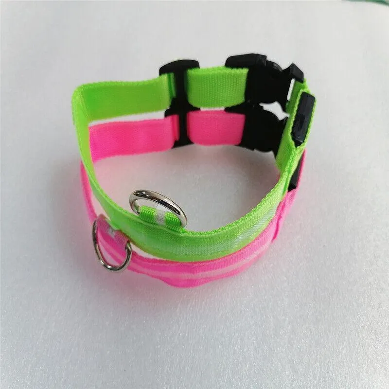 S Size Usb Rechargeable Led Dog Collar Nylon Glow Flashing Light Up Pet Safety Collars