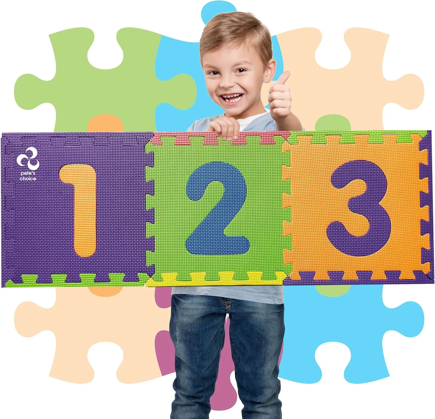 Safe Non Toxic Numbers Mat - Thick & Soft 0 to 9 Flooring Mat, 10 Tiles | Early Math Learning | Kids Learn & Play with Interlocking Puzzle Pieces