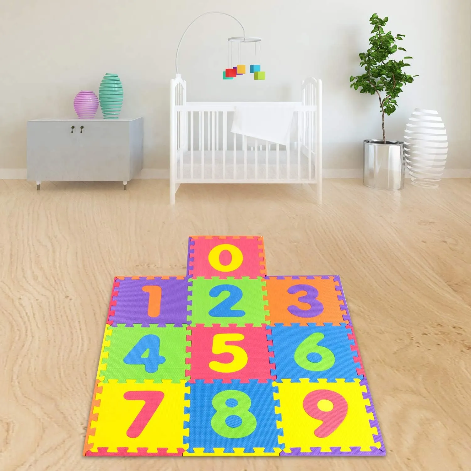 Safe Non Toxic Numbers Mat - Thick & Soft 0 to 9 Flooring Mat, 10 Tiles | Early Math Learning | Kids Learn & Play with Interlocking Puzzle Pieces