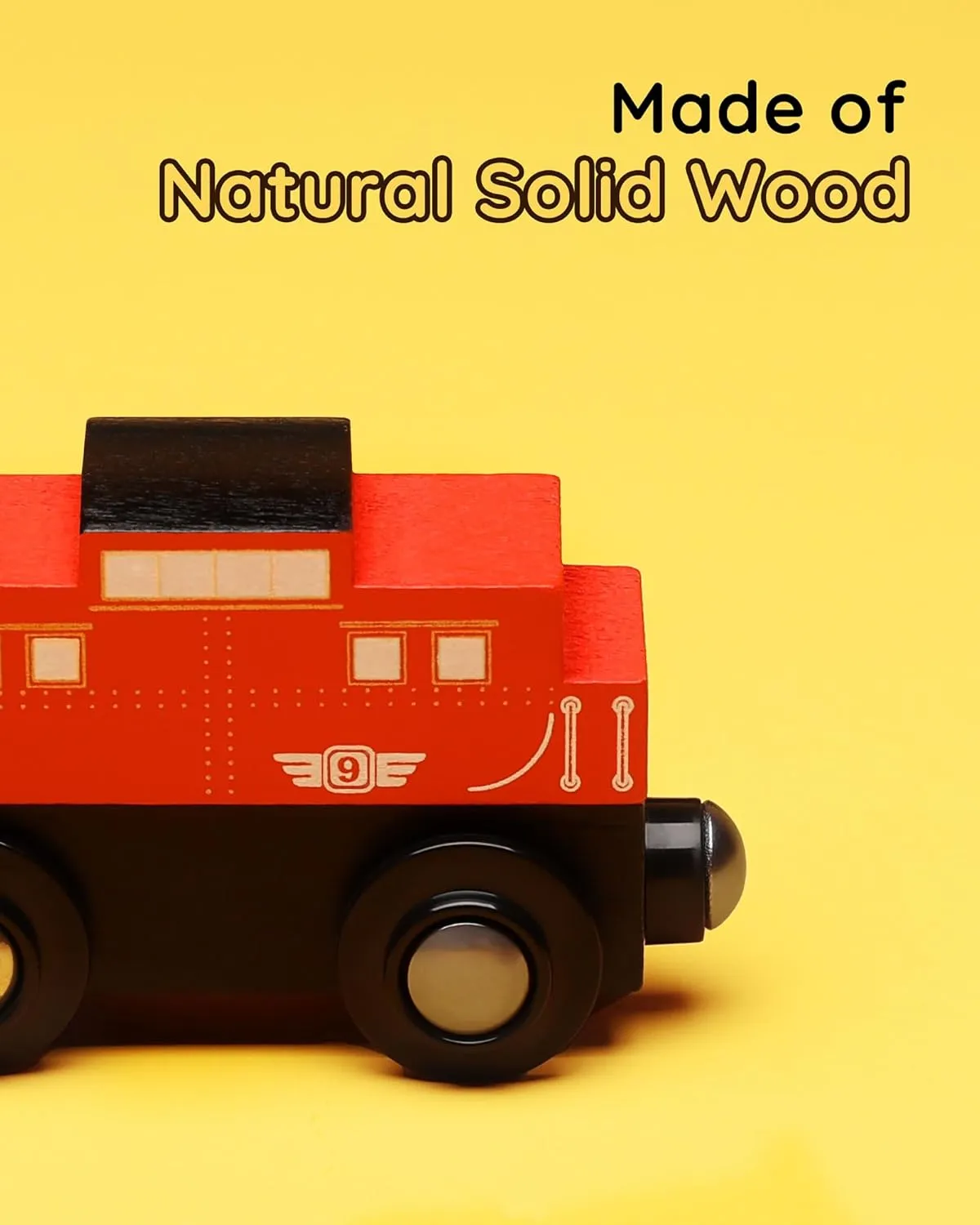 SainSmart Jr. Wooden Train Set Accessories, 2 PCS Motorized Train for Toddlers with Magnetic Connection, Battery Operated Train Compatible with All Major Brands, Gift for Kids Aged 3 