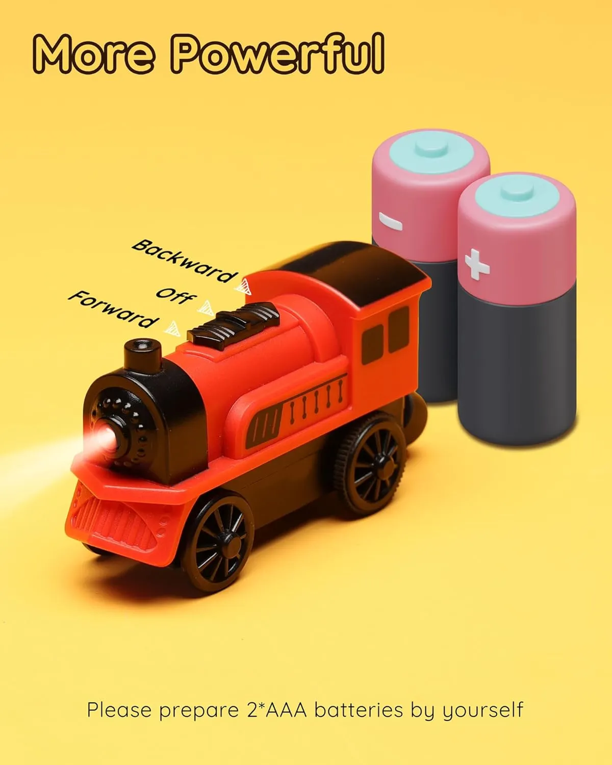 SainSmart Jr. Wooden Train Set Accessories, 2 PCS Motorized Train for Toddlers with Magnetic Connection, Battery Operated Train Compatible with All Major Brands, Gift for Kids Aged 3 