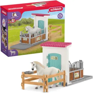 Schleich Horse Club - 21PC Stall Extension Horse Toy Playset with White Mare Figure and Accessories - Stable Set for Girls and Boys - Interactive, Realistic Kids Toys Ages 5  - 42569