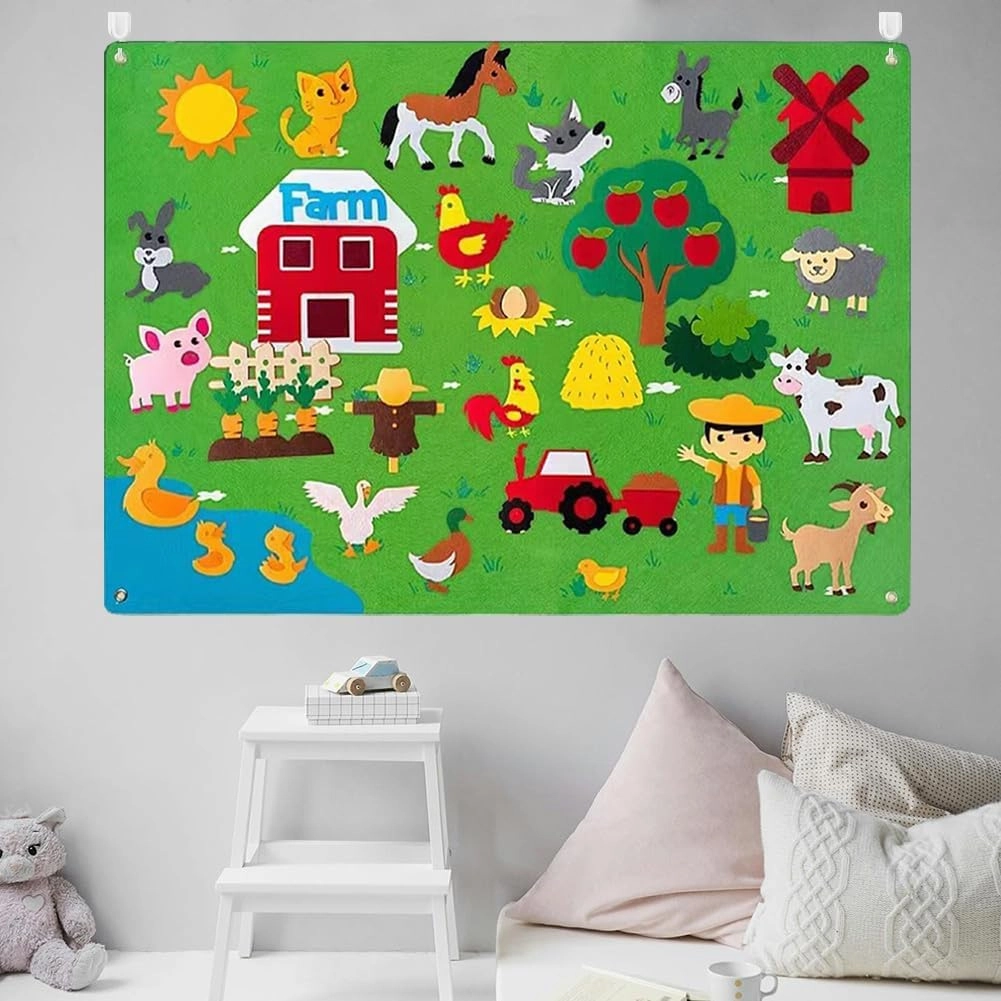 Sea Animals Felt Story Board Set,Preschool Educational Flannel Play Mat,Ocean Creatures Interactive Early Learning and Storytelling Kit Wall Hanging Gift for Toddlers Boys Girls (Ocean A)