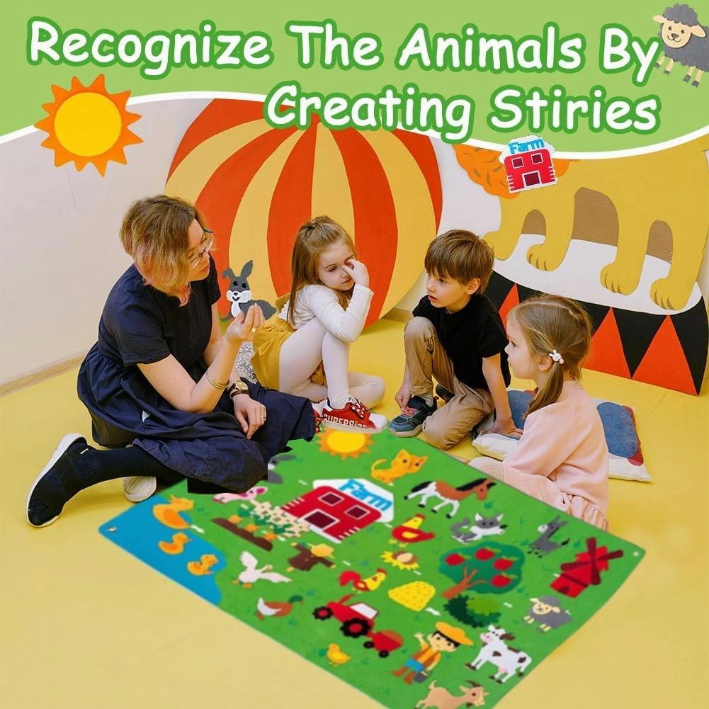 Sea Animals Felt Story Board Set,Preschool Educational Flannel Play Mat,Ocean Creatures Interactive Early Learning and Storytelling Kit Wall Hanging Gift for Toddlers Boys Girls (Ocean A)
