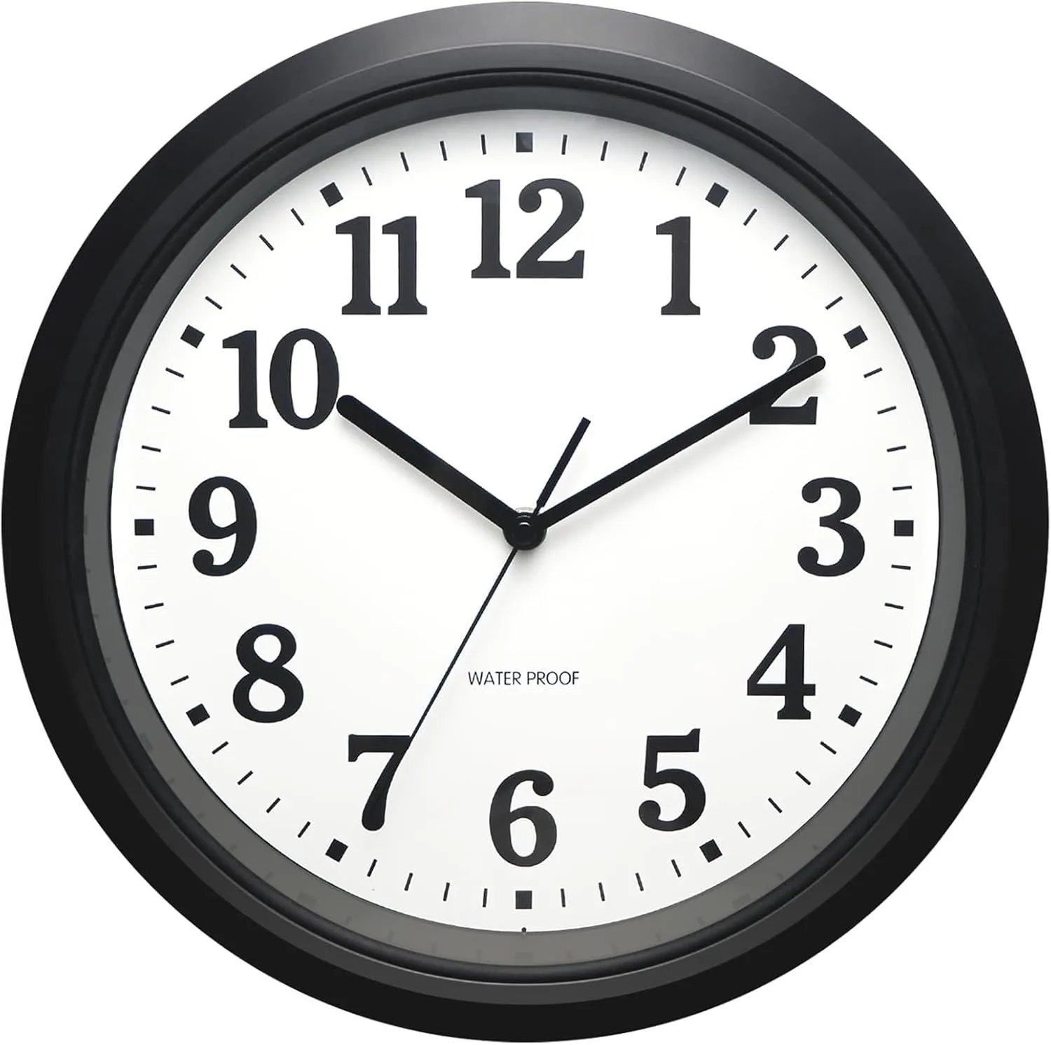 Sealed Waterproof Wall Clock, Silent Non-Ticking Battery-Operated Quartz Round Clock, Suitable for Patio, Pool, Bathroom Wall Decoration(12" Black)