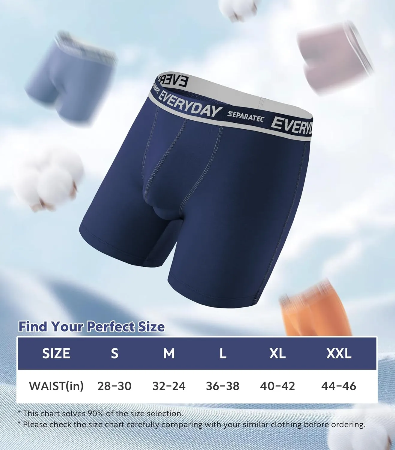 Separatec Cotton Dual Pouch Men's Underwear Comfortable Soft Breathable Everyday Boxer Briefs for men 7 Pack