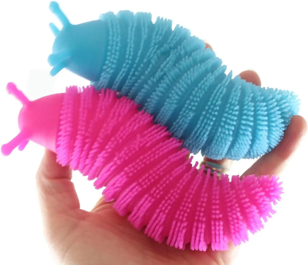 Set of All 4 Puffer Slug Balls - Light Up Flashing Fidget Indoor Soft Hairy Air-Filled Sensory Ball (All 4 Colors)