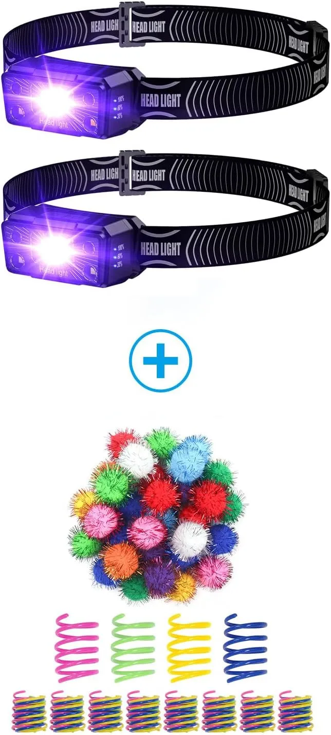 SEVENKA UV Headlamp & Cat Toy Balls & Spring