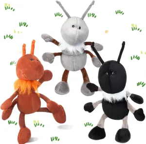 Shappy 3 Pcs Ant Plush with Scarf Cuddly Stuffed Animal Soft Plush Toy Ants Plush Doll for Birthday Holiday Party Gifts Home Nursery Decorations, 12 Inch (Reddish Brown,Gray, Black)