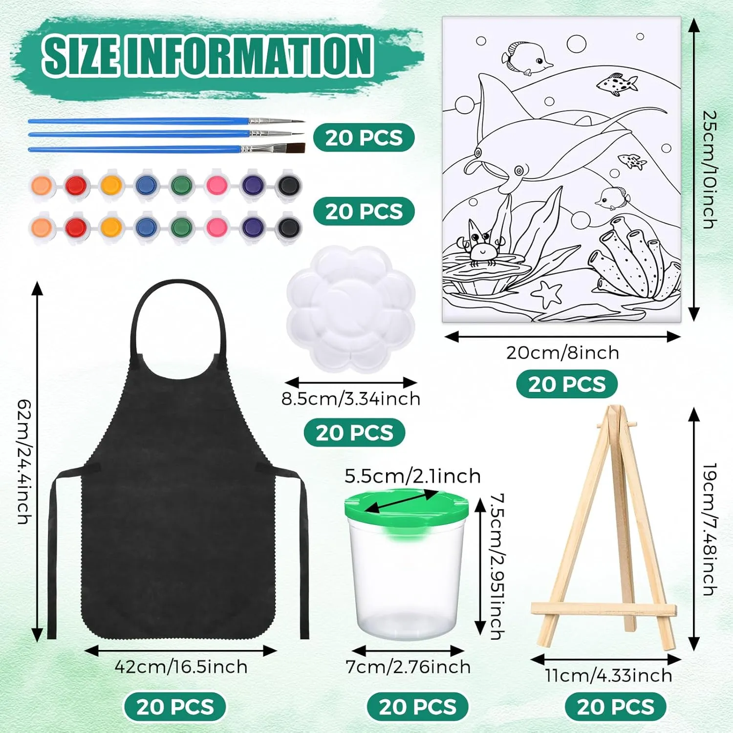 Sherr 140 Pcs 20 Set Pre Drawn Canvas Kit for Painting Craft Sip and Paint Kit for Adults Pre Printed Canvas Painting Favor for Virtual DIY Birthday Gifts Adult's Date Party(Animal)
