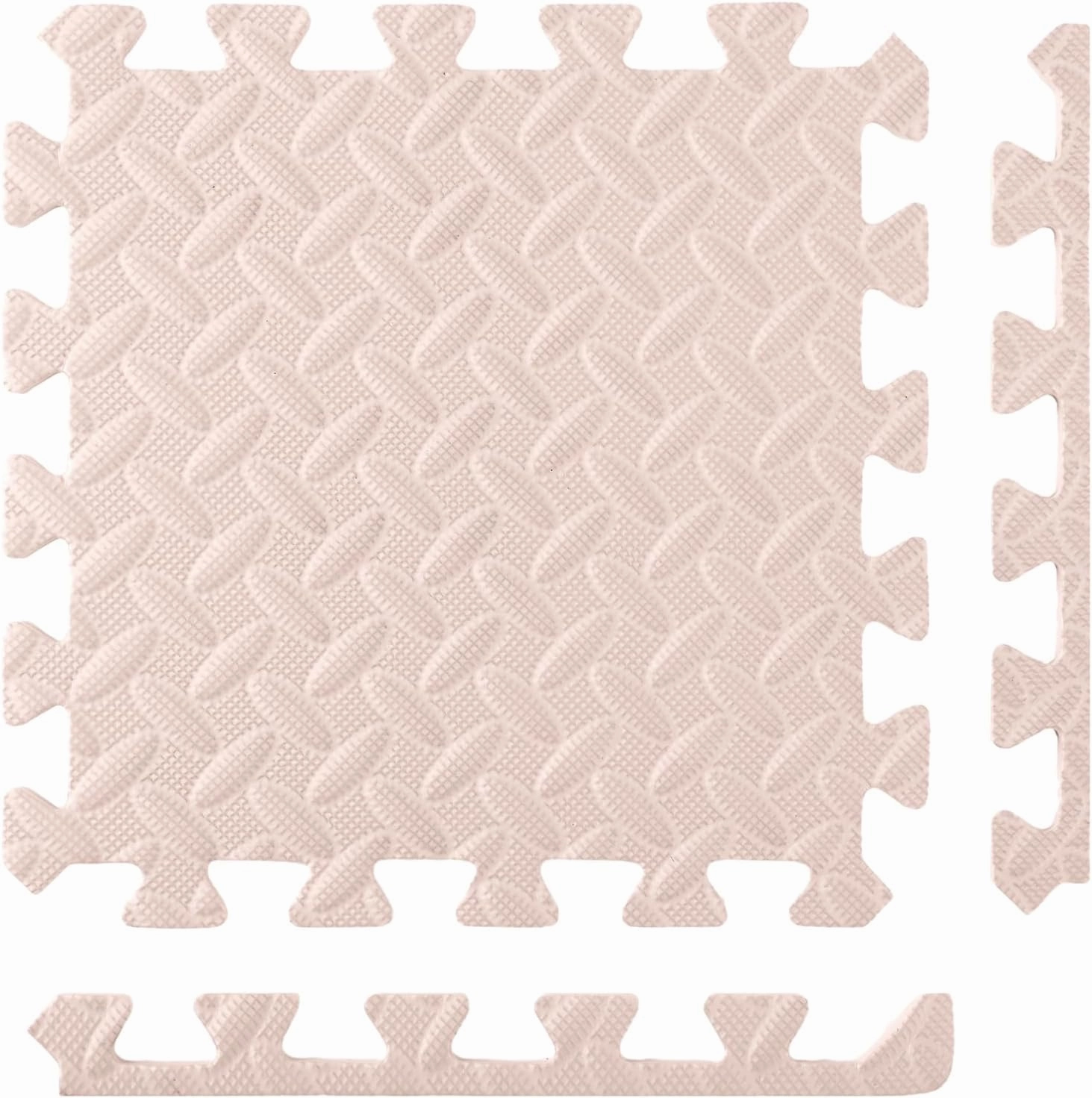 Shihanee Foam Floor Baby Tiles Foam Floor Mats Play Mats Bulk with Borders Interlocking for Kids Baby Playroom Nursery Gym (Beige,16ft)