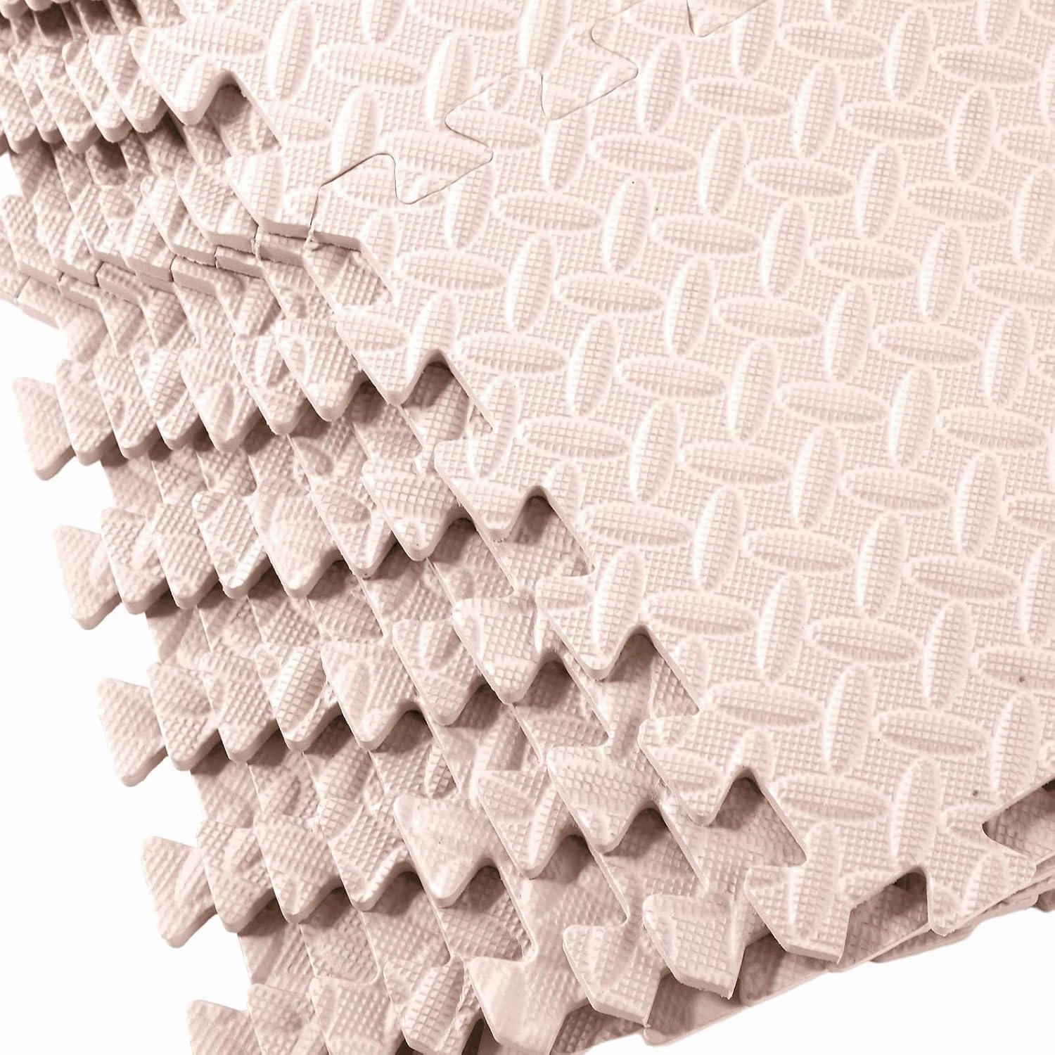Shihanee Foam Floor Baby Tiles Foam Floor Mats Play Mats Bulk with Borders Interlocking for Kids Baby Playroom Nursery Gym (Beige,16ft)