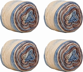 SHIKE Fairyland Gradient Color Cake Yarn,Multicolor Self Striping Ombre Yarn for Knitting or Crocheting,4x100g 60% Cotton 30% Acrylic 10% Wool,for Scarves,Shawls,Hats,Blankets (62, 1 Pack)