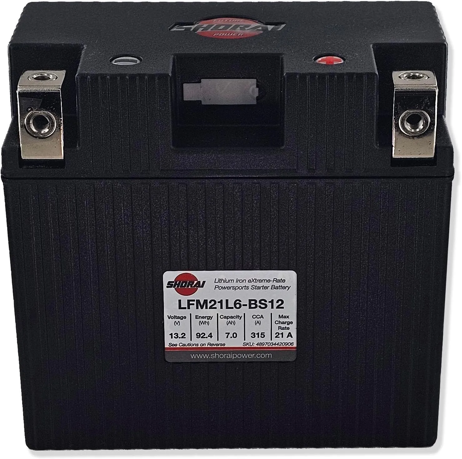 Shorai LFM Lithium-iron Battery w/BMS, LFM21L6-BS12, 7.0Ah 13.2V, 92.4WHr, "L" Type, Case 6