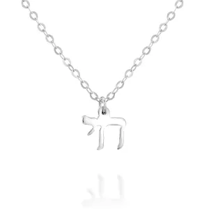 Silver Chai Necklace - Designer Handmade Jewish Jewelry Protection Charm - 16 inch   2 inch extending chain (sterling-silver)