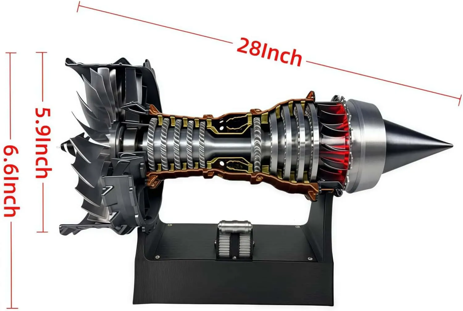 Simulation Aircraft Turbojet Engine Rotatable Model - TR900 RC Jet Engine Model Kit, Adjustable Speed (0-300 RPM), LED Light, Metal PLA & Bearings, 3D-Printed Educational Toy(Blue,Assembly Types)