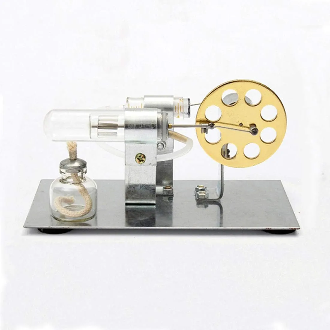 Single Cylinder Metal Stirling Engine Model Kits, Science Physical Experiment Toys for Mechanical Model Enthusiasts