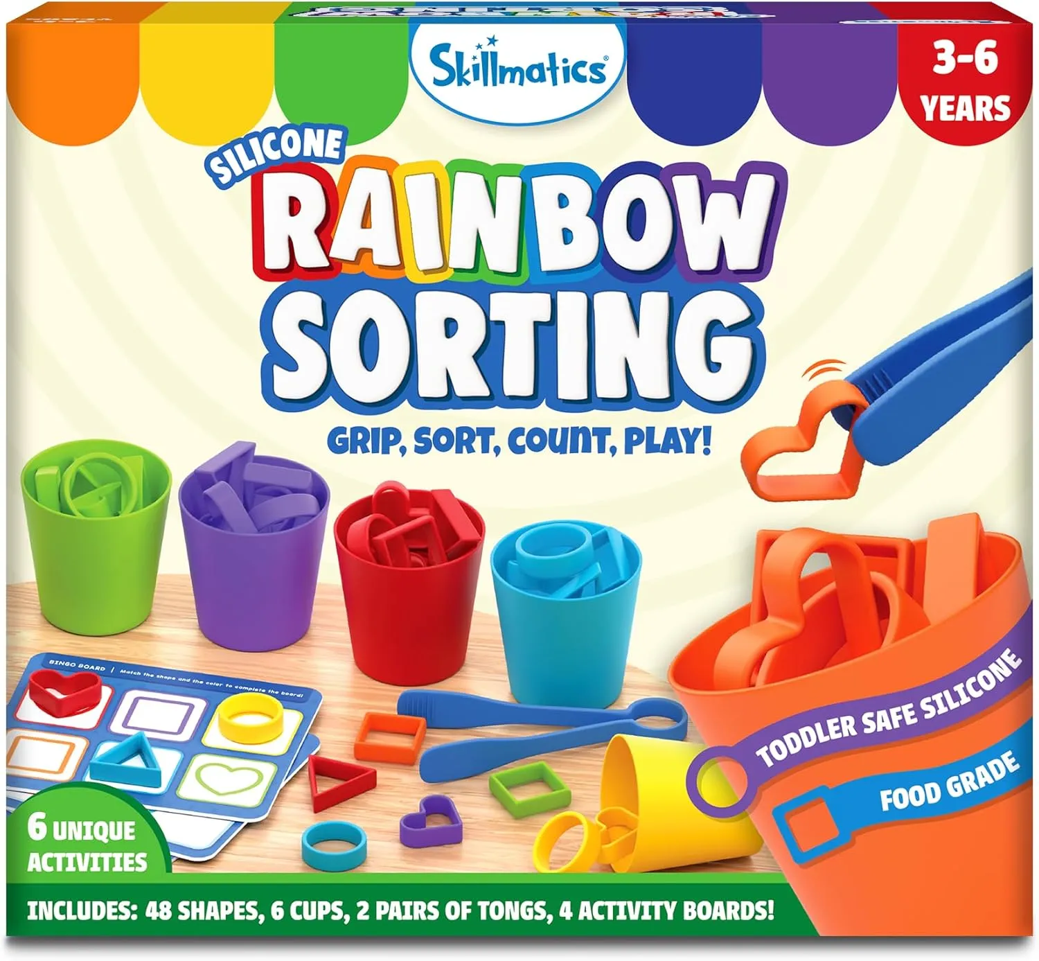 Skillmatics Silicone Rainbow Sorting Game - Learning & Educational Toy, Sorting, Counting & Sequencing Skills, Gift for Toddlers & Preschoolers Ages 3, 4, 5, 6