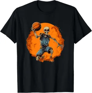 Skully Basketball Player Dunk – Spooky Sports Enthusiast T-Shirt