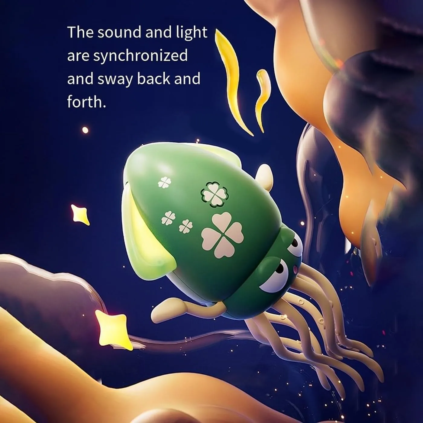 Smart Tentacle Explorer, Wiggly Wonder Octopus, Interactive Dancing Octopus Toy with LED Lights & Obstacle Avoidance, USB Rechargeable Automatic Sensing Educational Toys (Yellow Fishing Rod)