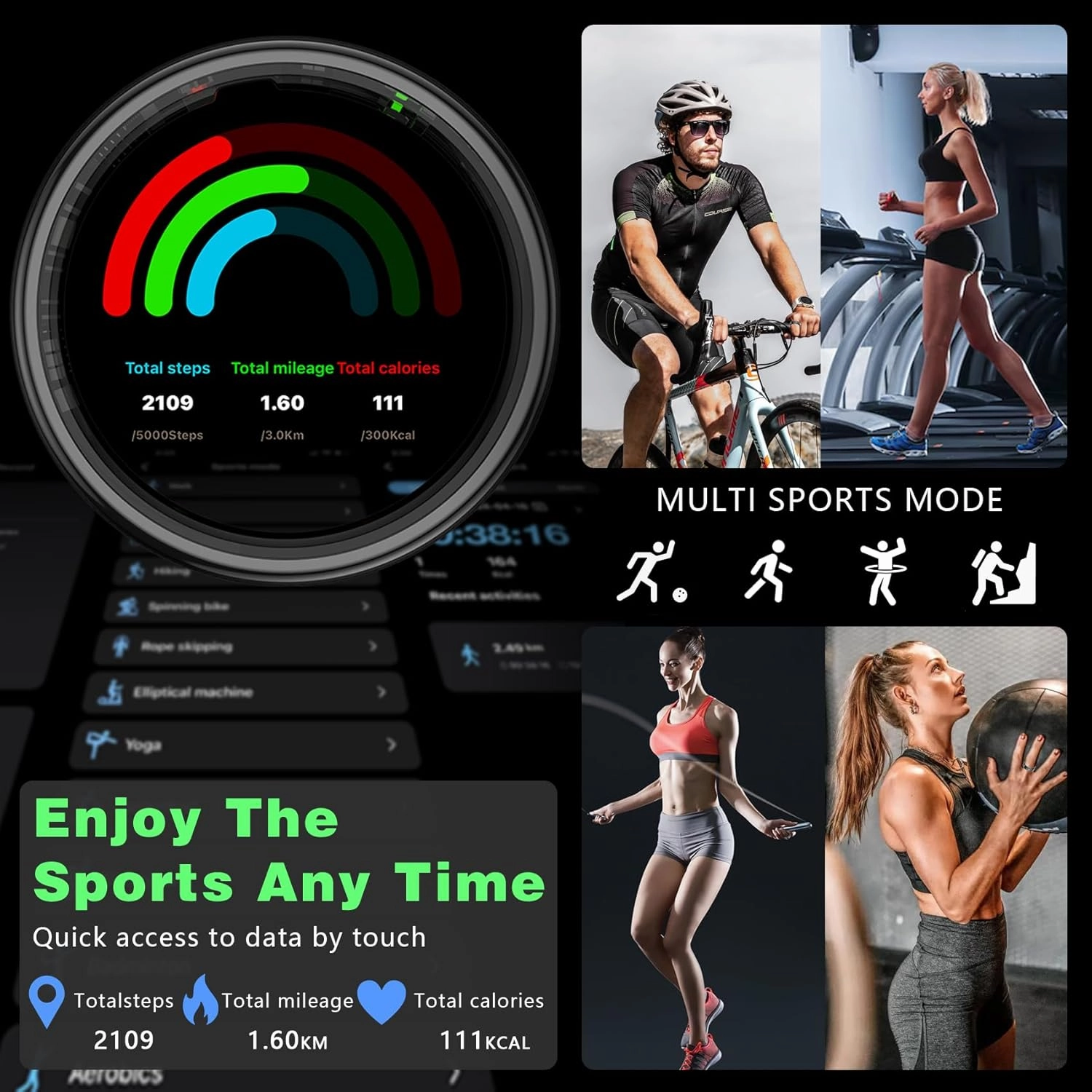 Smart Ring with LED Display Screen, Fitness Tracker Smart Rings for Women Men, Health Ring for iOS & Android, Sleep Tracker Ring Compatible with Heart Rate, SpO2, Sleep, Step (Black, 13)