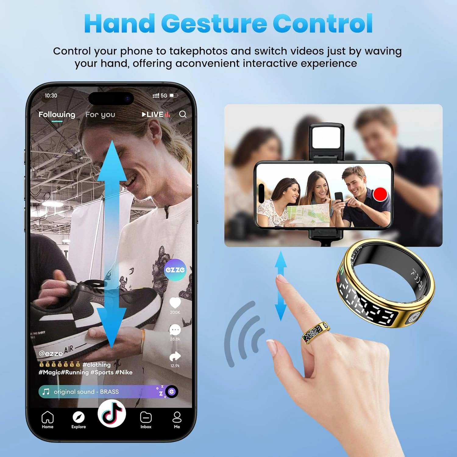 Smart Rings for Women Men, Health Fitness Tracker Ring with LED Display Screen, Sleep Tracker Rings Compatible with iOS/Android Activity Tracker/Heart Rate/SpO2/Sleep/Step