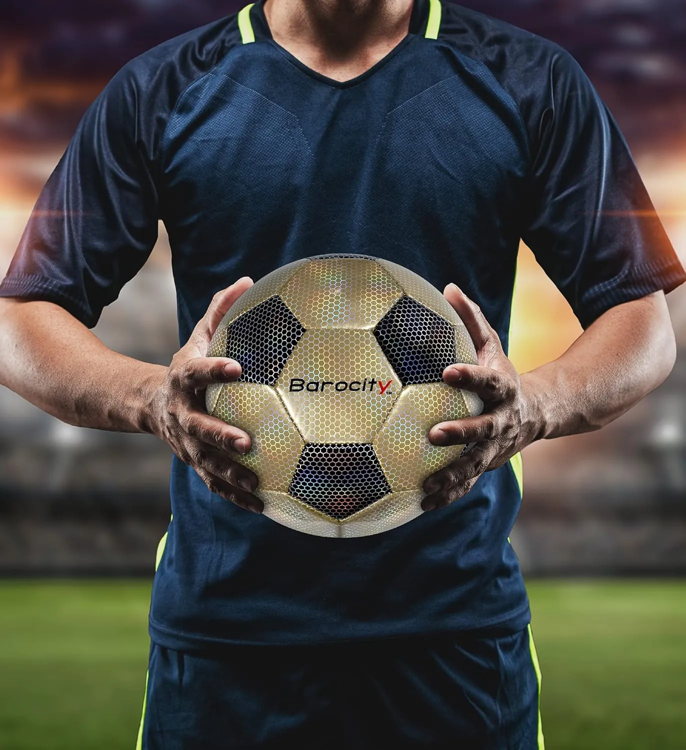Soccer Ball - Premium Boy and Girl Official Match Ball with Cool Reflective Iridescent Rainbow Hex Pattern, Durable, Indoor, Outdoor, Training, Practice, Playtime and Games
