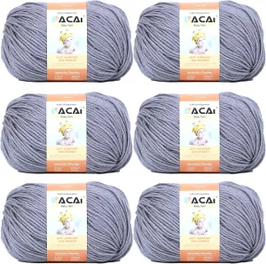 Soft Baby Yarn for Knitting100% Acrylic, 50 oz 110 Yards per Ball, Perfect for Baby Soft Knitting Projects (6, Smoky Grey)