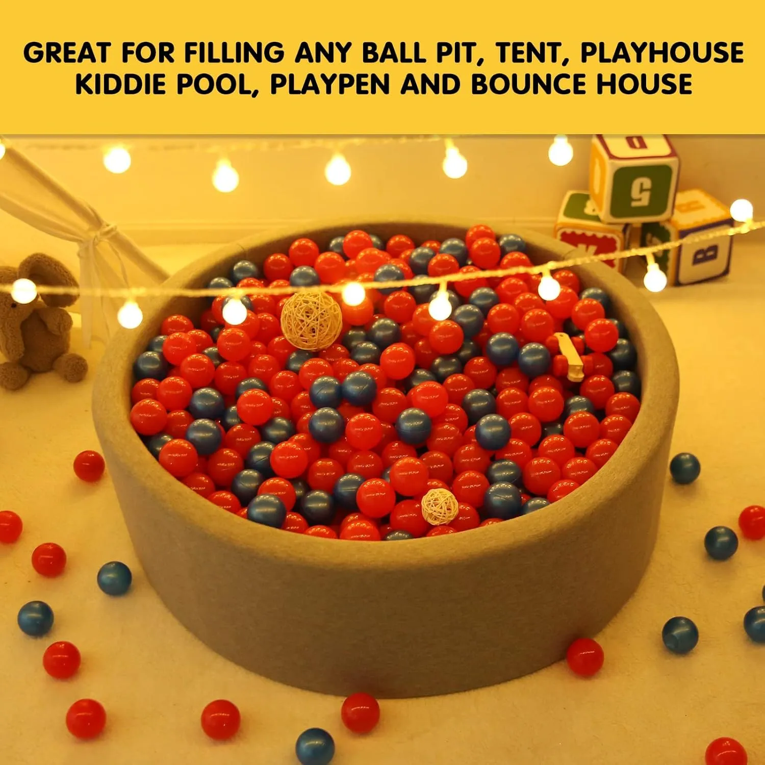 Soft Play Ball Pit Balls - Crush Proof Plastic Balls for Ball Pit Pack of 100pcs Set for Toddlers Ball Pool Playtent Tunnels with Reusable Storage Bag - 2.16 Inch
