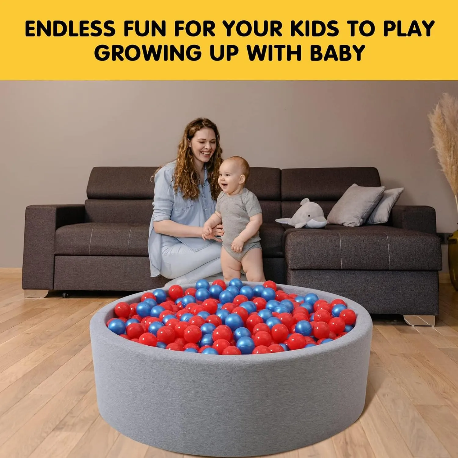 Soft Play Ball Pit Balls - Crush Proof Plastic Balls for Ball Pit Pack of 100pcs Set for Toddlers Ball Pool Playtent Tunnels with Reusable Storage Bag - 2.16 Inch
