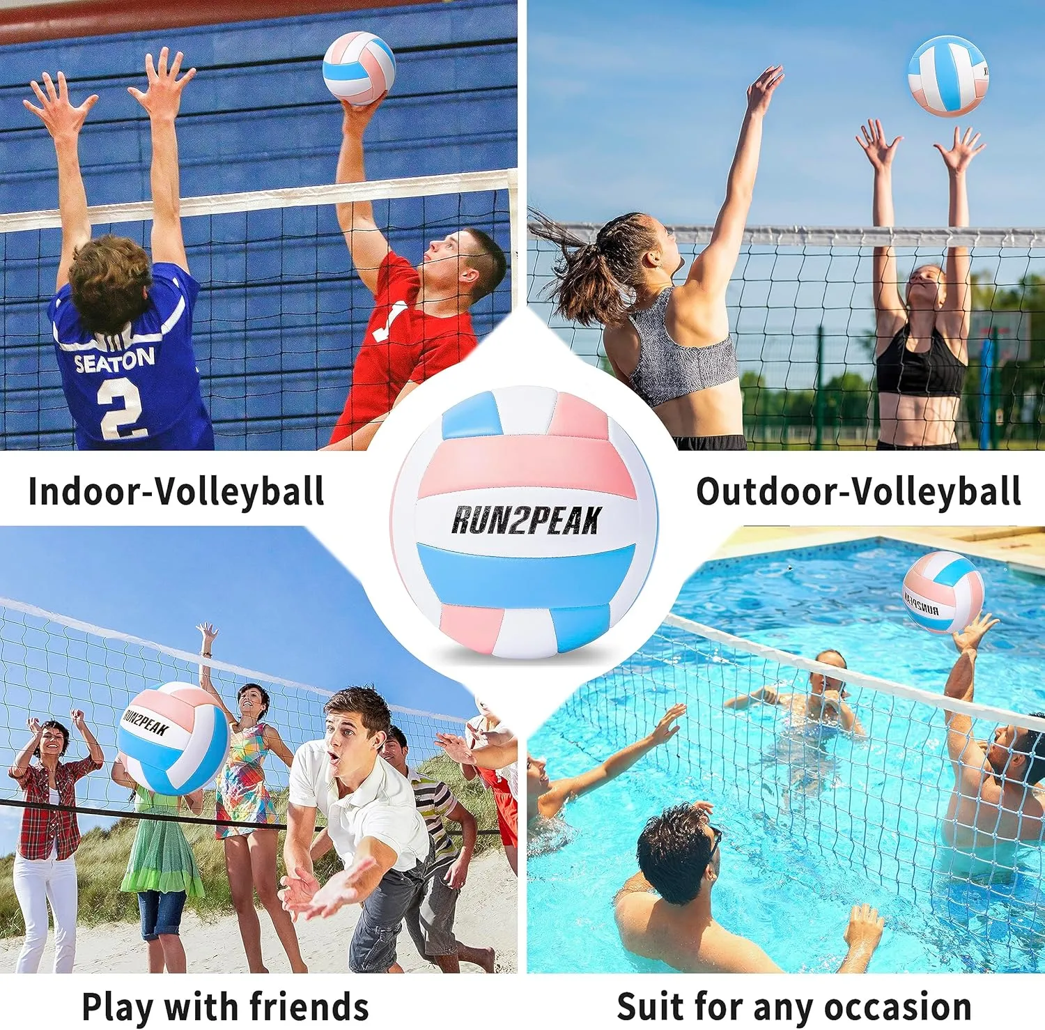 Soft Touch Volleyball Ball Gifts for Teen Girls Kids Youth Team Beginners Durable Volleyballs for Outdoor Indoor Beach Pool Water Play Official Size 5 Training Practice Volley Ball