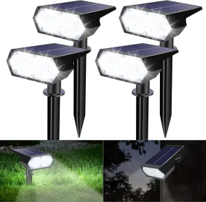 Solar Spot Light Outdoor, 49 LED Lights for Outside, 2 Modes Solar Powered Spotlights, Waterproof Pathway Light for Garden Yard Walkway Driveway Landscape Decorations (4 Pack-Cool White)