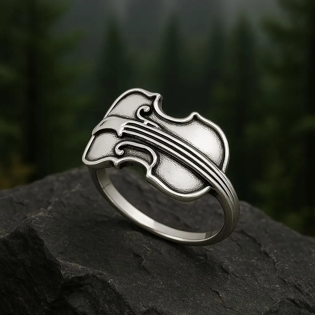Solid 925 Sterling Silver Vintage Infinity Bow, Musical Guitar, Hammered Band Mens, Women's Stackable Rings | Statement, Spring Season Ring | Unisex Stacking Ring Bands | Graduation Gift