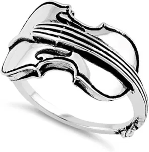 Solid 925 Sterling Silver Vintage Infinity Bow, Musical Guitar, Hammered Band Mens, Women's Stackable Rings | Statement, Spring Season Ring | Unisex Stacking Ring Bands | Graduation Gift