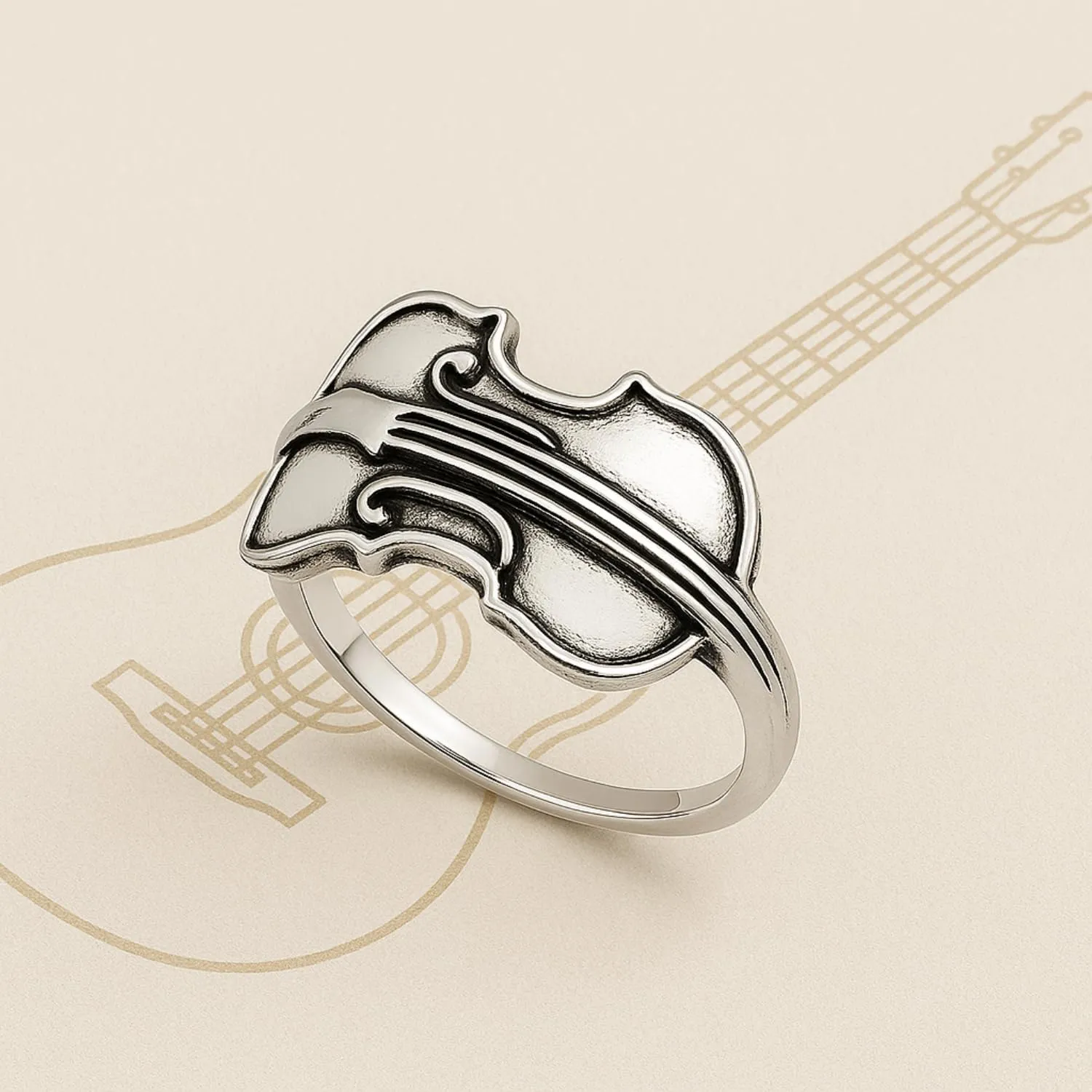 Solid 925 Sterling Silver Vintage Infinity Bow, Musical Guitar, Hammered Band Mens, Women's Stackable Rings | Statement, Spring Season Ring | Unisex Stacking Ring Bands | Graduation Gift