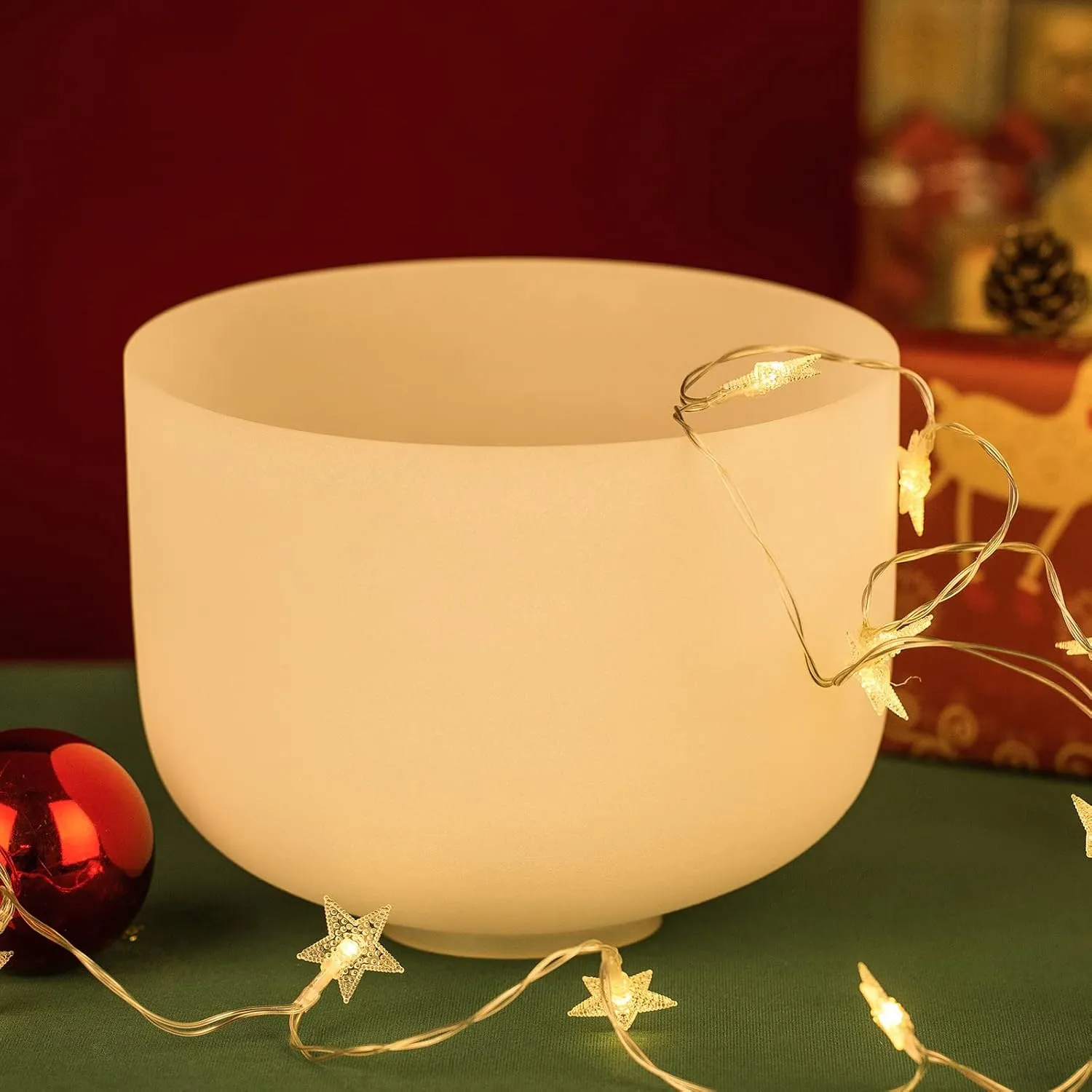 SOLSHINE Crystal Singing Bowl 8 Inches 432Hz C Note Root Chakra Frosted Quartz, With Free Crystal Forward And O-ring Sound Repairer