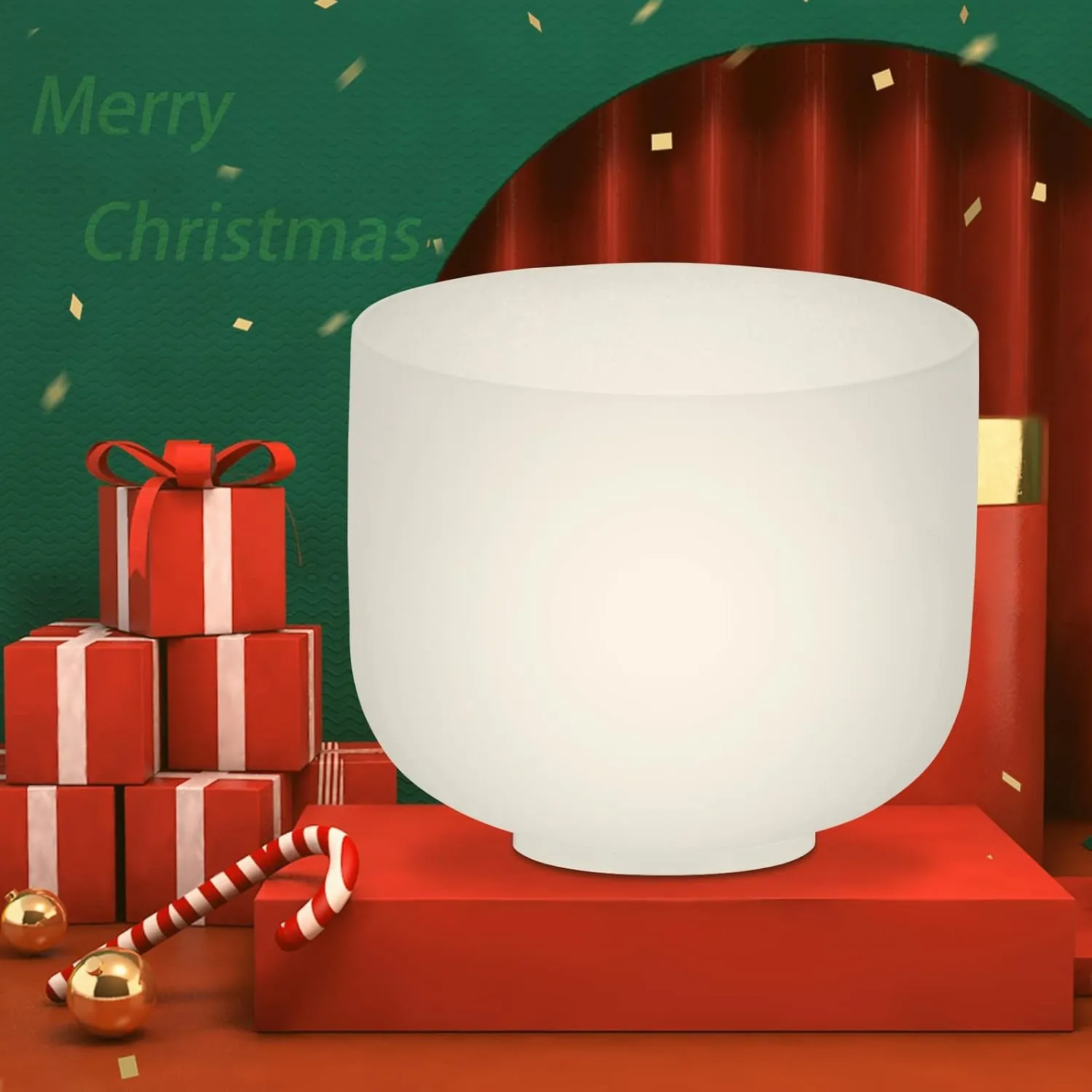 SOLSHINE Crystal Singing Bowl 8 Inches 432Hz C Note Root Chakra Frosted Quartz, With Free Crystal Forward And O-ring Sound Repairer