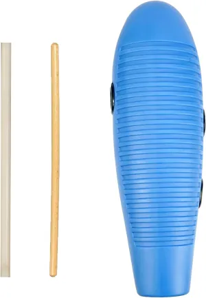Soulmate Fish Guiro Instrument 3.9" x 13" Latin Percussion with 2 Scrapers, Professional Guiro Shaker for Beginners, Live Performances, and Musical Training, Blue