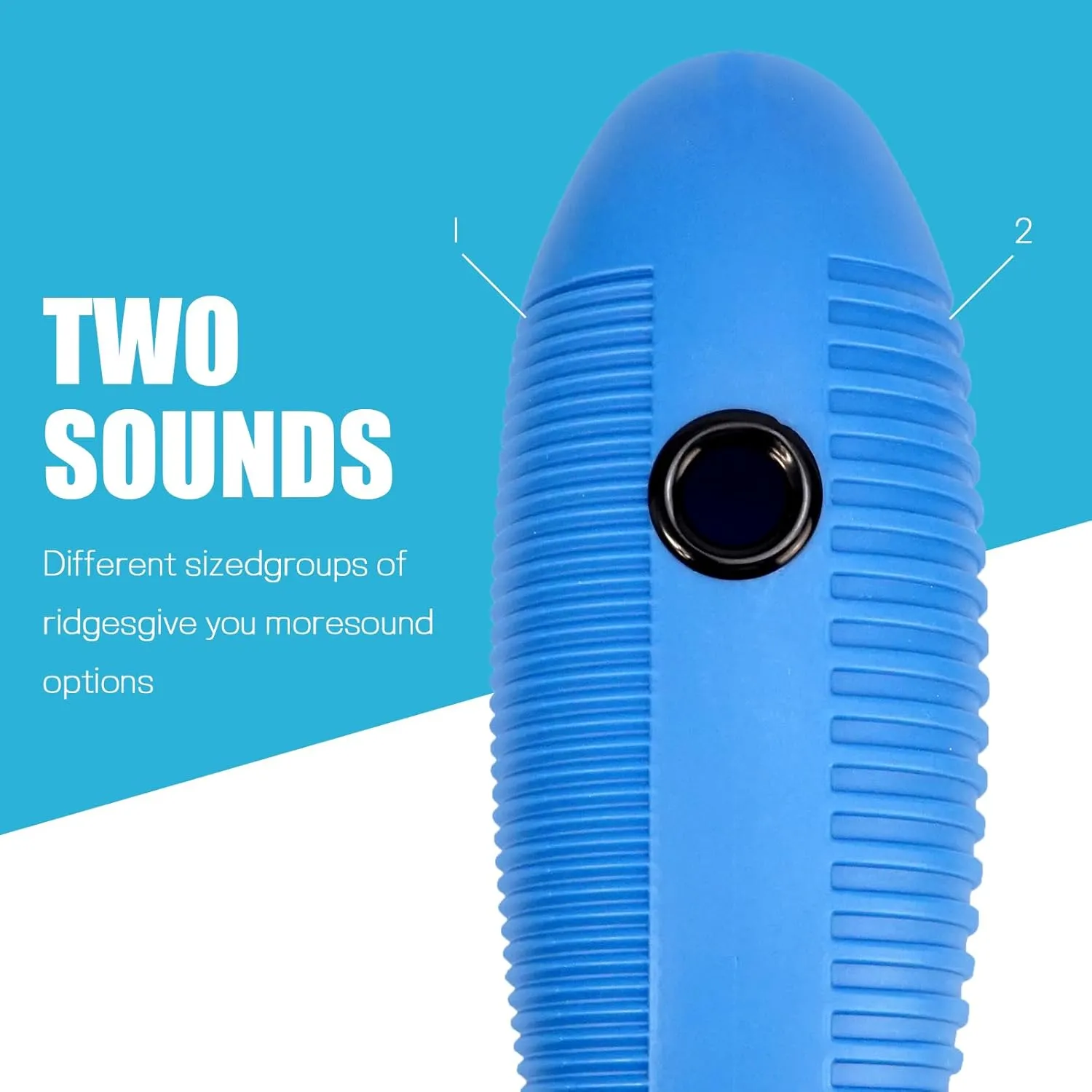 Soulmate Fish Guiro Instrument 3.9" x 13" Latin Percussion with 2 Scrapers, Professional Guiro Shaker for Beginners, Live Performances, and Musical Training, Blue