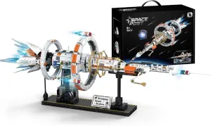 Space Station Building Set with Motor and LED Lights - 360°Rotating Space Shuttle Rocket Model Building Kits with Display Stand, STEM Engineering Gift for Adults Men Kids (1583 PCS)