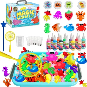 spcozgil Magic Water Elf Toy Kit, 12 Bottles Magic Gels 60ML & 12 Molds, Aqua Fairy Water Gel Kit for Kids - Create Your Own Water Elf Aqua Fairy Pets, Squishy Maker Crafts Kits for Kids
